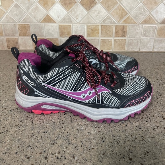 Saucony Womens Excursion TR 10Trail Running Shoe Black/Purple/Gray Size 7.5 Wide - Picture 4 of 10